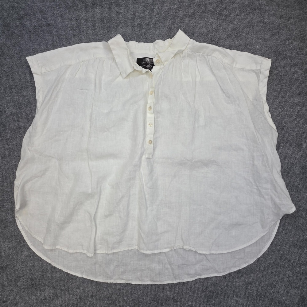 J. Crew Capitaine Sleeveless Shirt Baird McNutt Linen Size XXL White Oversized
